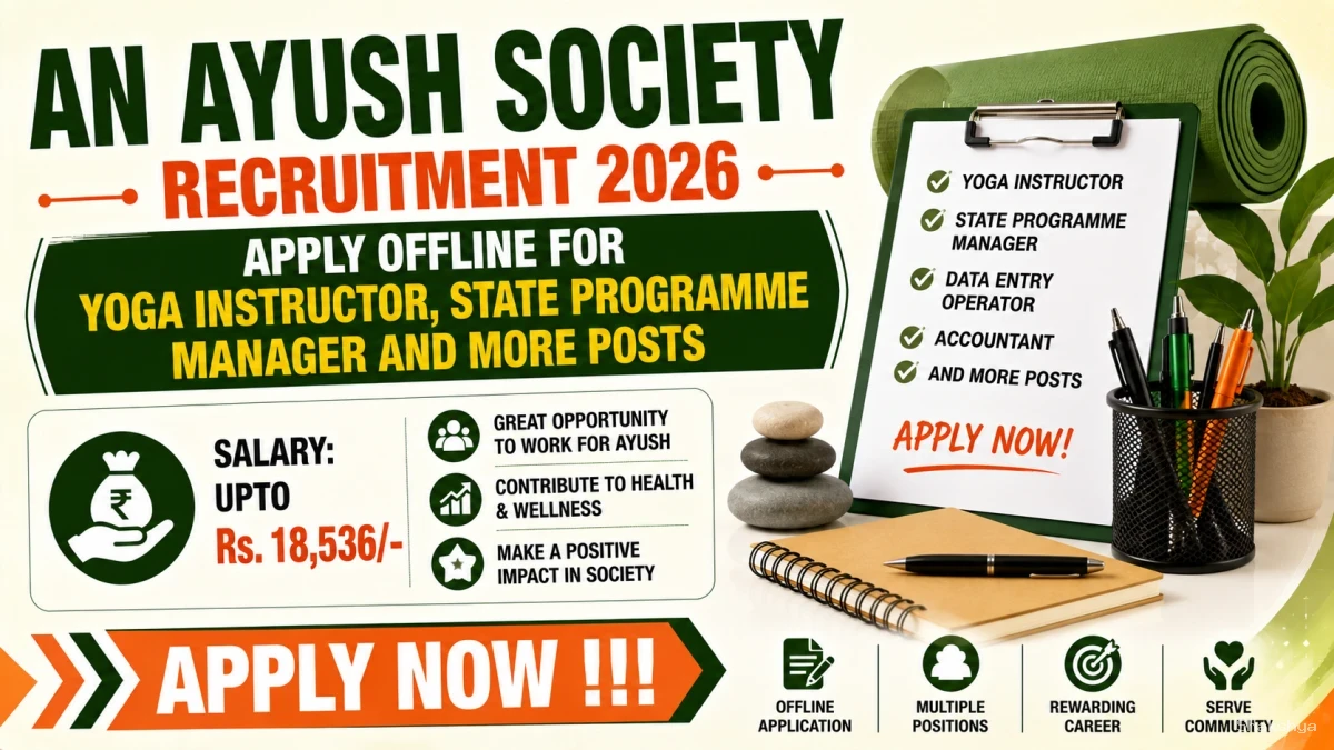 AN AYUSH Society Recruitment 2026 - Apply Offline for Yoga Instructor, State Programme Manager and More Posts AN AYUSH Society Recruitment 2026 - Apply Offline for Yoga Instructor, State Programme Manager and More Posts