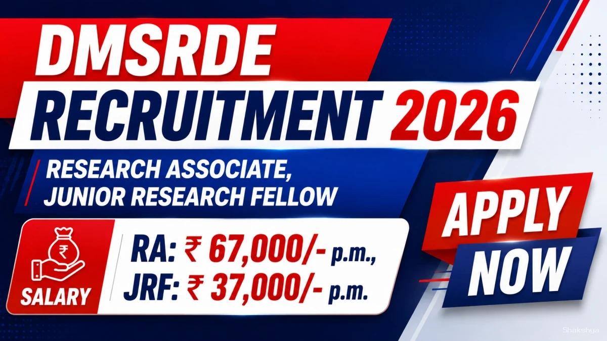 DMSRDE Recruitment 2026 - Walkin for Research Associate, Junior Research Fellow Posts DMSRDE Recruitment 2026 - Walkin for Research Associate, Junior Research Fellow Posts