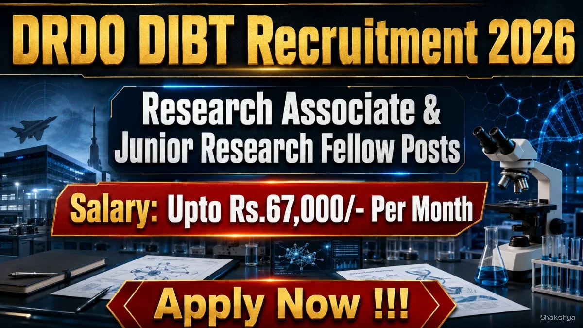 DRDO DIBT Recruitment 2026 - Apply Offline for Research Associate & Junior Research Fellow Posts DRDO DIBT Recruitment 2026 - Apply Offline for Research Associate & Junior Research Fellow Posts