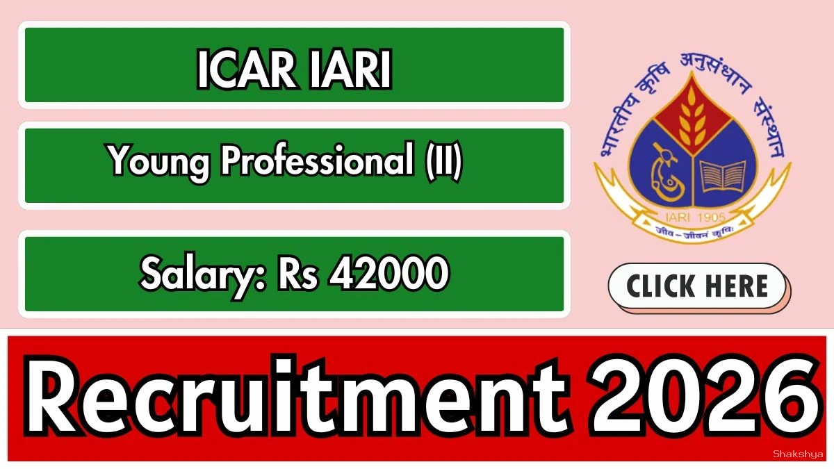 ICAR IARI Young Professional Recruitment 2026 - Walkin ICAR IARI Young Professional Recruitment 2026 - Walkin