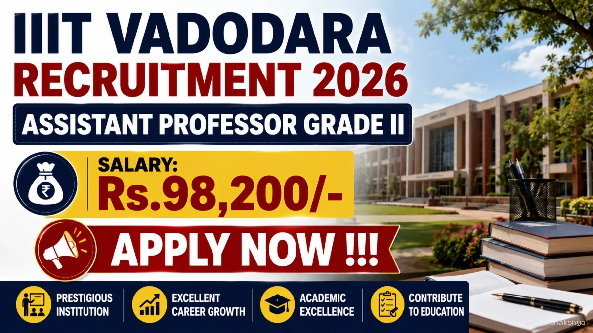 IIIT Vadodara Assistant Professor Grade II Recruitment 2026 - Apply Online for 25 Posts IIIT Vadodara Assistant Professor Grade II Recruitment 2026 - Apply Online for 25 Posts