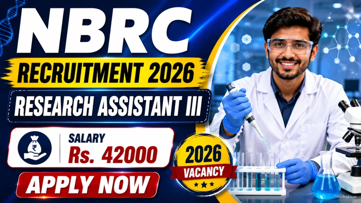 NBRC Research Assistant III Recruitment 2026 - Apply Offline NBRC Research Assistant III Recruitment 2026 - Apply Offline