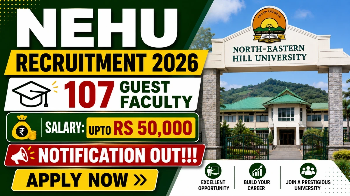 NEHU Guest Faculty Recruitment 2026 - Apply Online for 107 Posts NEHU Guest Faculty Recruitment 2026 - Apply Online for 107 Posts