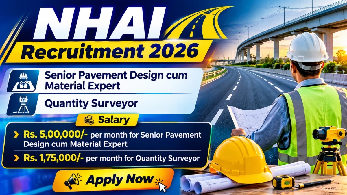 NHAI Recruitment 2026 - Apply Online for Senior Pavement Design cum Material Expert, Quantity Surveyor Posts NHAI Recruitment 2026 - Apply Online for Senior Pavement Design cum Material Expert, Quantity Surveyor Posts