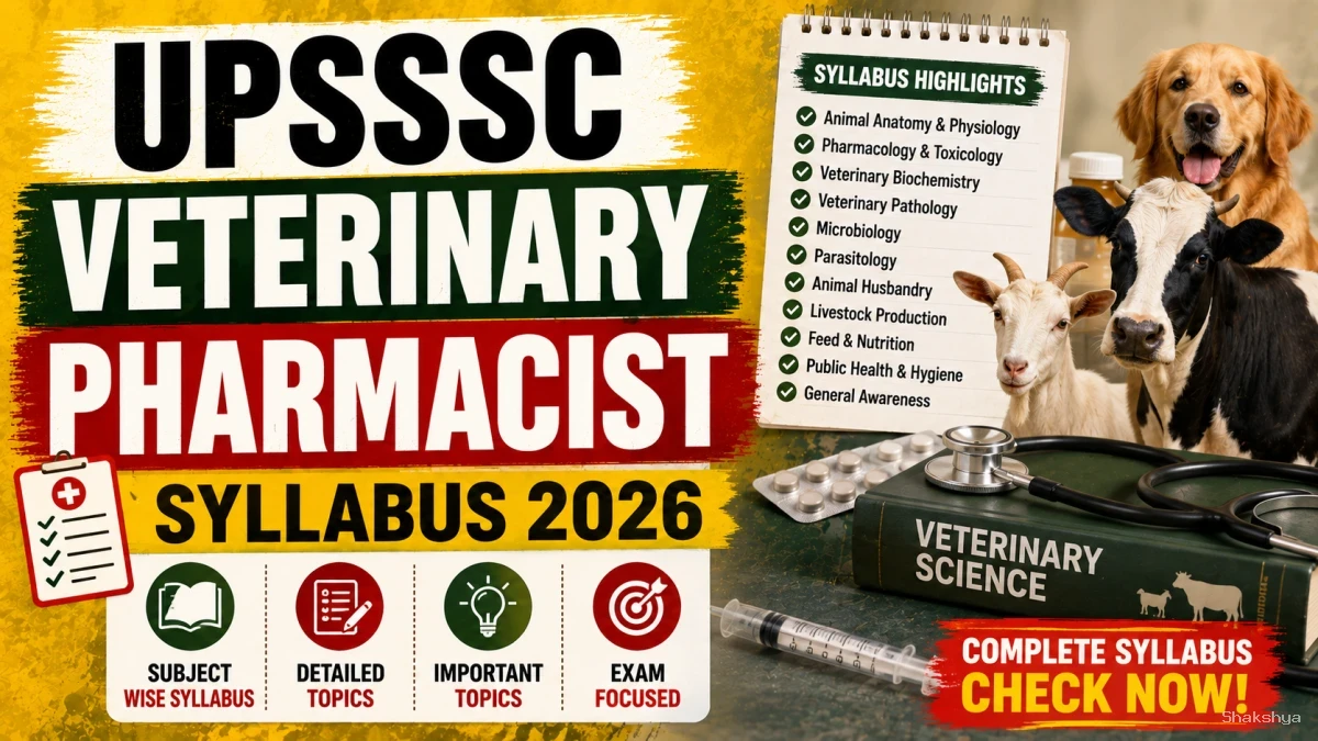UPSSSC Veterinary Pharmacist Syllabus 2026 - Download Exam Pattern PDF UPSSSC Veterinary Pharmacist Syllabus 2026 - Download Exam Pattern PDF
