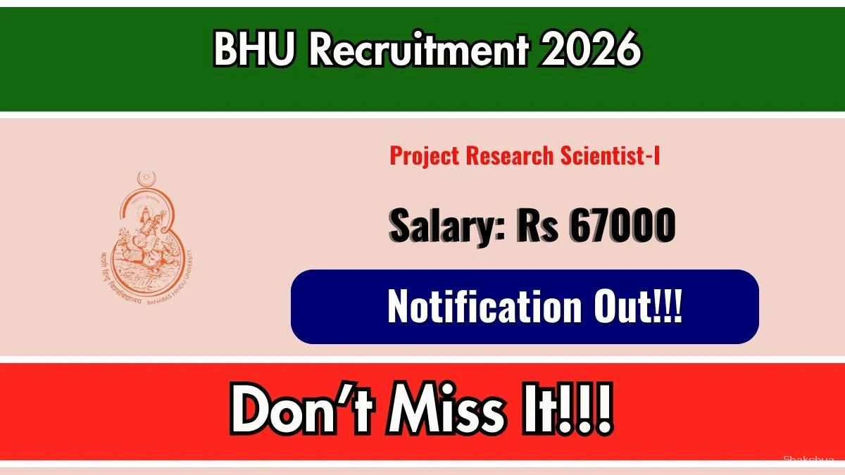 BHU Project Research Scientist Recruitment 2026 - Apply Offline BHU Project Research Scientist Recruitment 2026 - Apply Offline