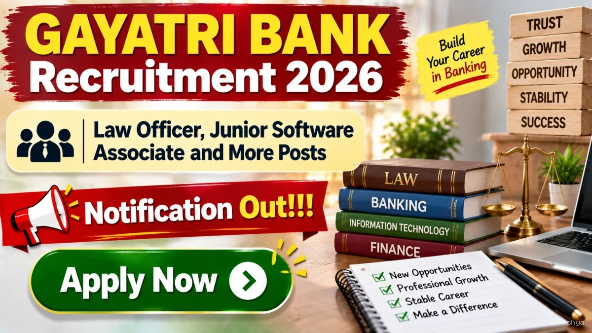 Gayatri Bank Recruitment 2026 - Apply Online for Law Officer, Junior Software Associate and More Posts Gayatri Bank Recruitment 2026 - Apply Online for Law Officer, Junior Software Associate and More Posts