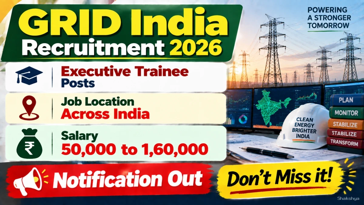 GRID India Executive Trainee Recruitment 2026 Notification Out - Apply Online for 52 Posts GRID India Executive Trainee Recruitment 2026 Notification Out - Apply Online for 52 Posts