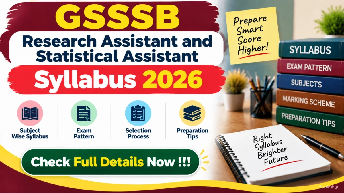 GSSSB Syllabus 2026 - Check Research Assistant & Statistical Assistant Exam Pattern at gsssb.gujarat.gov.in GSSSB Syllabus 2026 - Check Research Assistant & Statistical Assistant Exam Pattern at gsssb.gujarat.gov.in