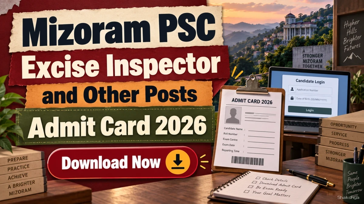 Mizoram PSC Admit Card 2026 - Check Excise Inspector, Tax Officer & MVI Exam Date Mizoram PSC Admit Card 2026 - Check Excise Inspector, Tax Officer & MVI Exam Date