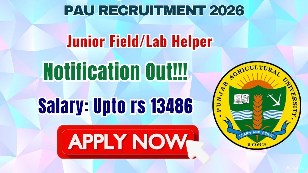 PAU Junior Field/Lab Helper Recruitment 2026 - Apply Offline PAU Junior Field/Lab Helper Recruitment 2026 - Apply Offline