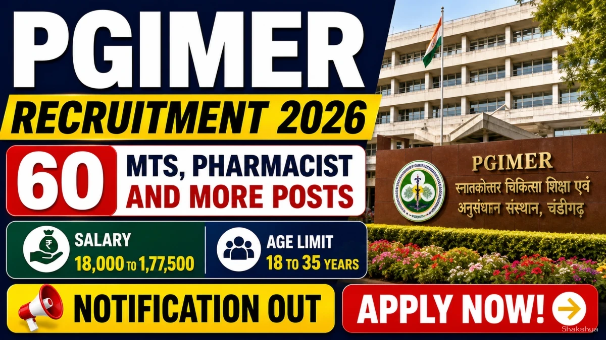 PGIMER Recruitment 2026 Notification Out - Apply Online for 60 MTS, Pharmacist and More Posts PGIMER Recruitment 2026 Notification Out - Apply Online for 60 MTS, Pharmacist and More Posts