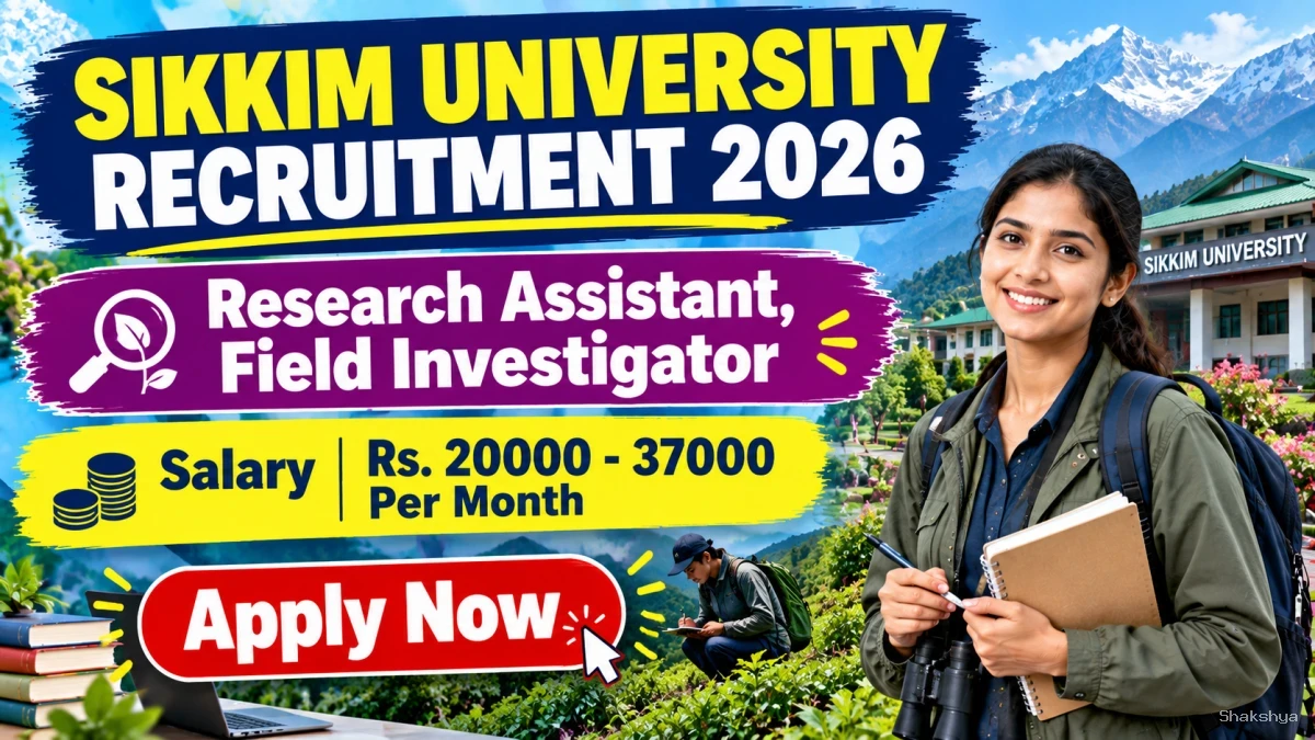 Sikkim University Recruitment 2026 - Apply Online for Research Assistant, Field Investigator Posts Sikkim University Recruitment 2026 - Apply Online for Research Assistant, Field Investigator Posts