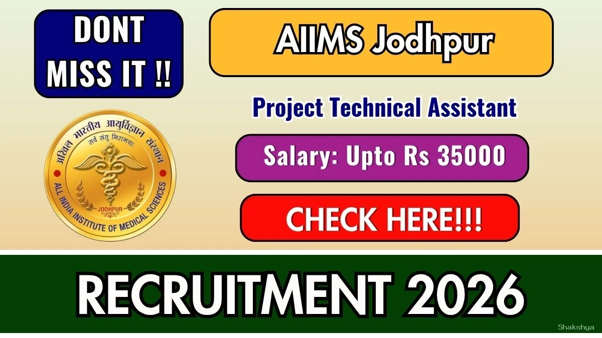AIIMS Jodhpur Project Technical Assistant Recruitment 2026 – Walkin