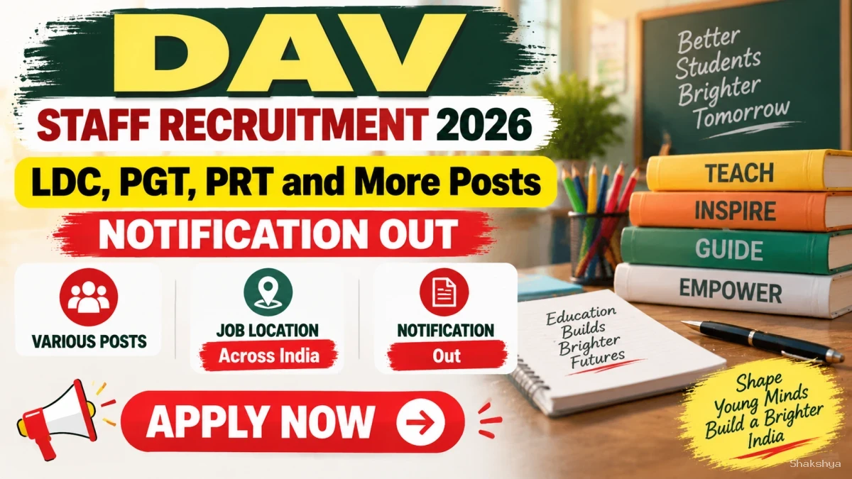 DAV Teaching & Non Teaching Recruitment 2026 Notification Out – Apply Online for LDC, PGT, PRT and More Posts