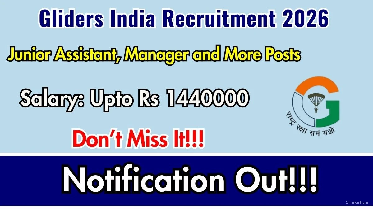 Gliders India Recruitment 2026 – Apply Online for Junior Assistant, Manager and More Posts