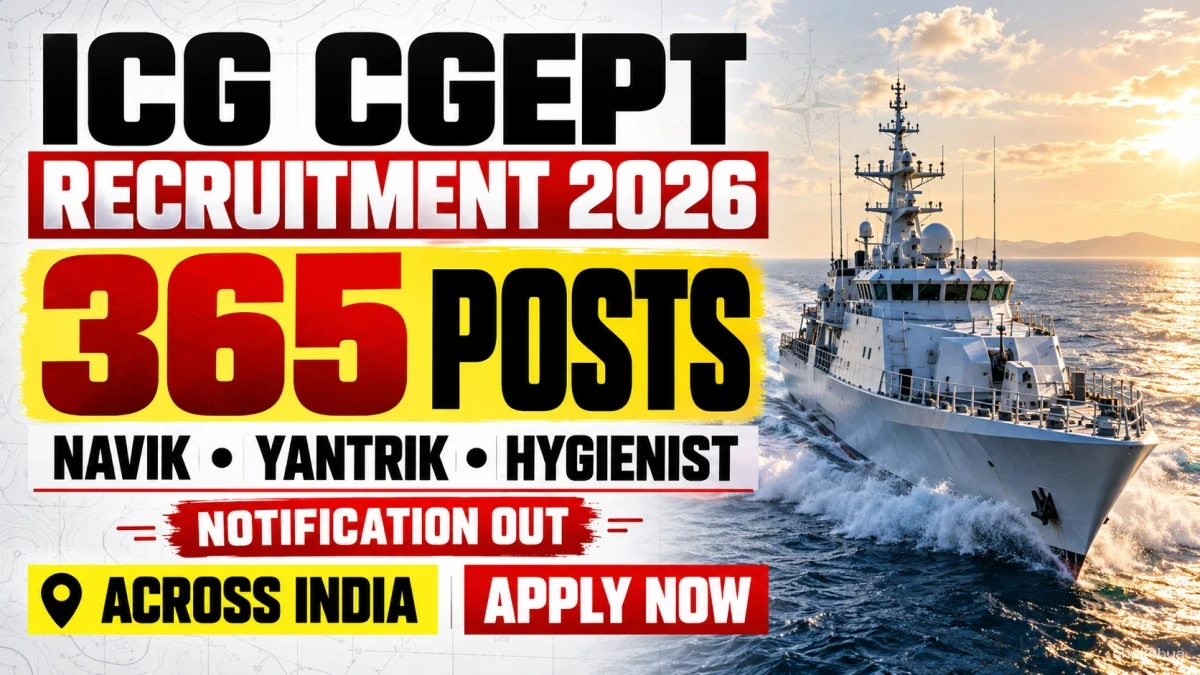 ICG CGEPT Recruitment 2026 Notification Out – Apply Online at SSC for 365 Navik, Yantrik & Hygienist Posts