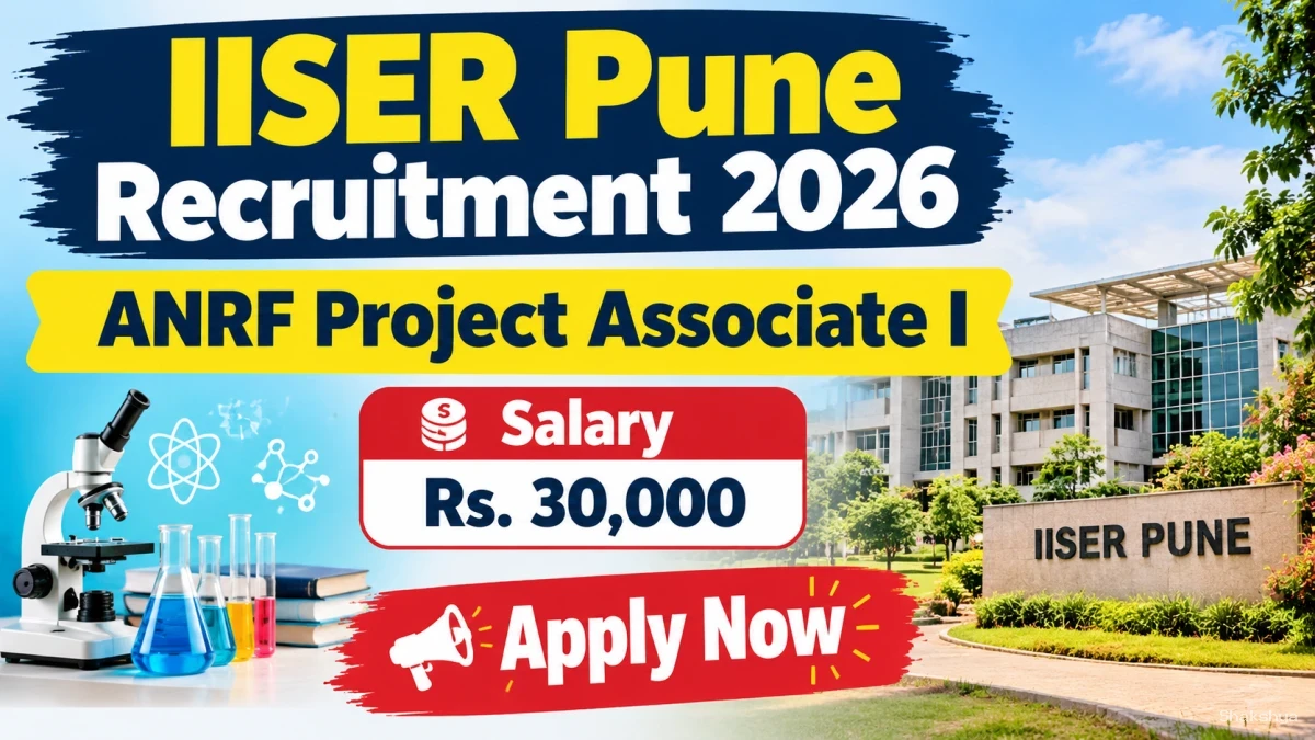 IISER Pune ANRF Project Associate I Recruitment 2026 – Walkin