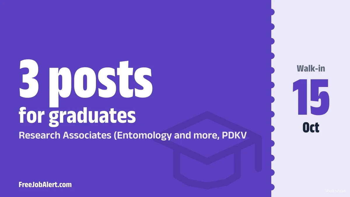 PDKV Recruitment 2026 – Walk in for Research Associates, Assistant Research Associate Posts