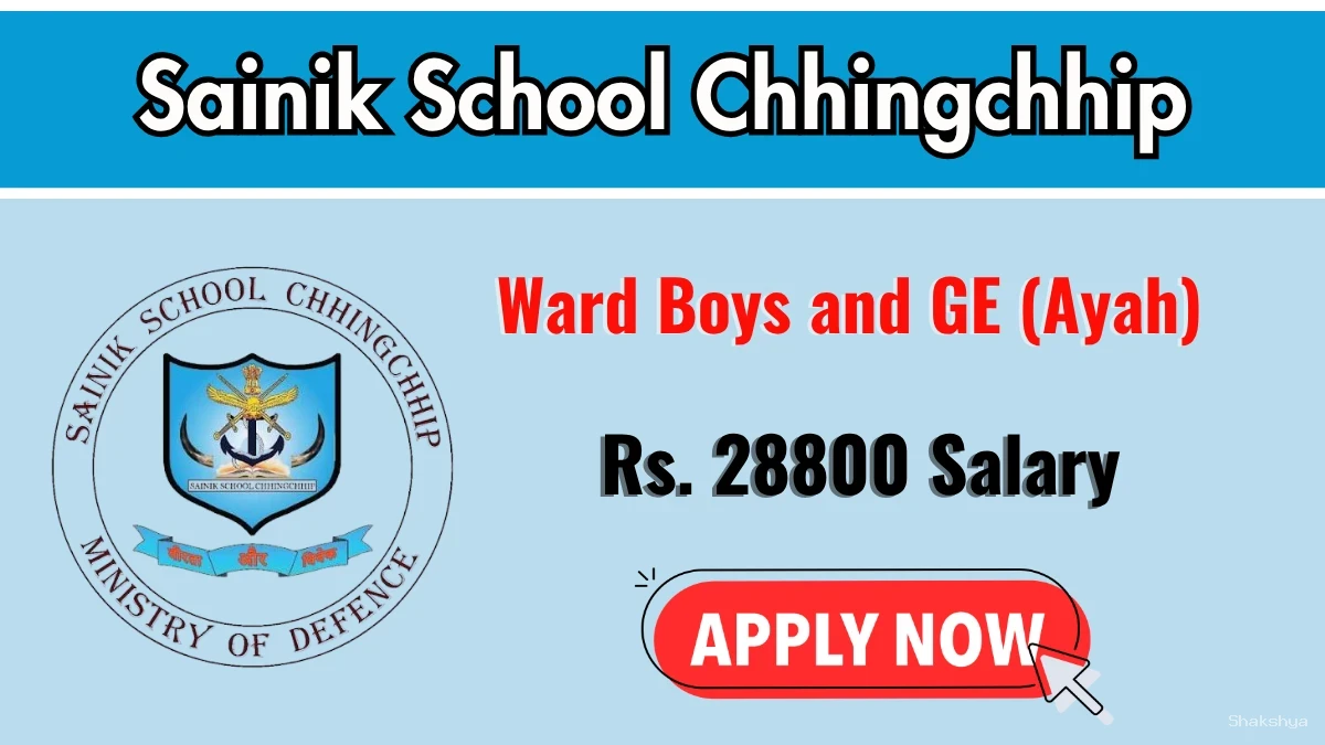 Sainik School Chhingchhip Recruitment 2026 – Apply Offline for Ward Boys and GE Posts