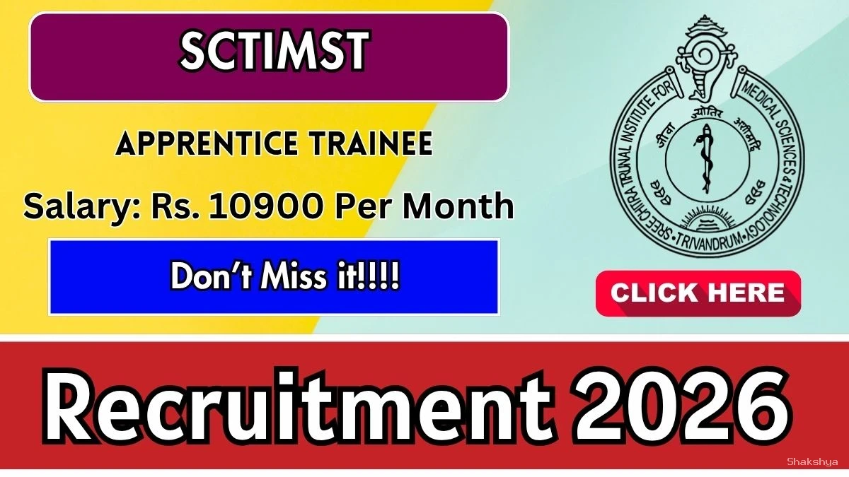 SCTIMST Apprentice Trainee Recruitment 2026 – Walkin